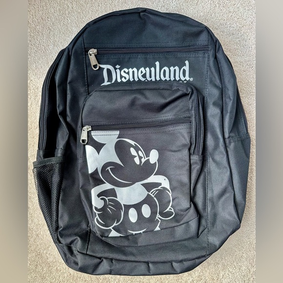 Disney | Bags | Disneyland Black Mickey Mouse Backpack With Multiple ...